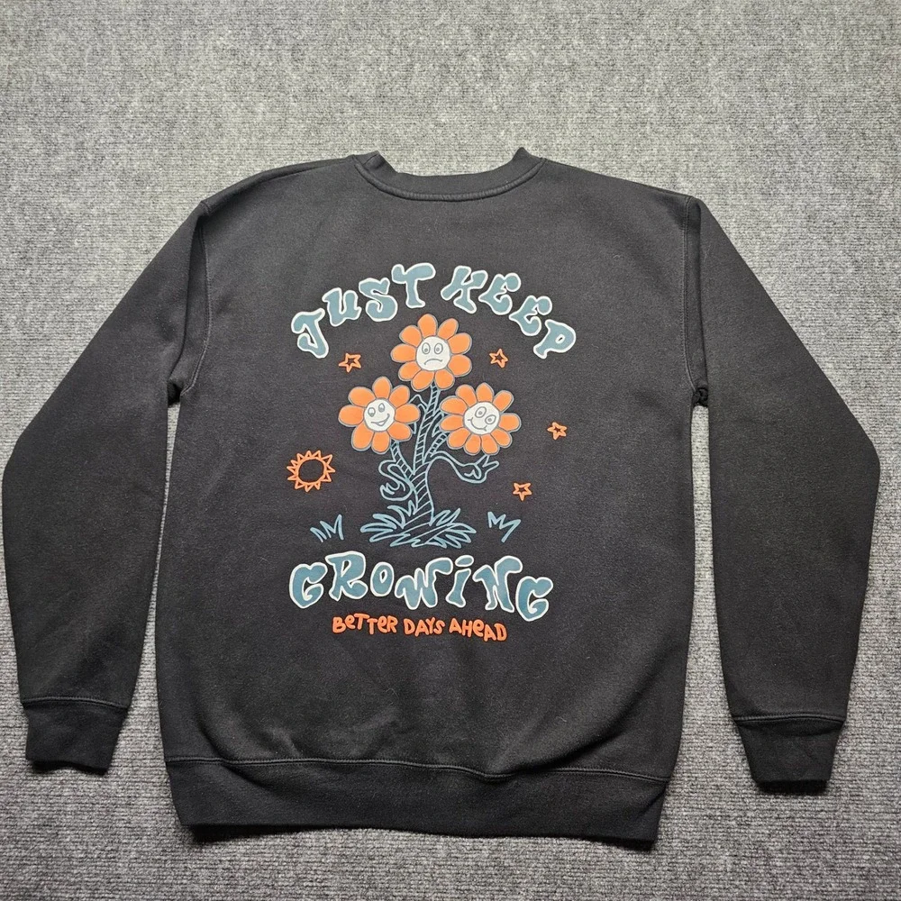 Eighty Eight Brand Just Keep Growing Graphic Sweatshirt Black Large RN89970